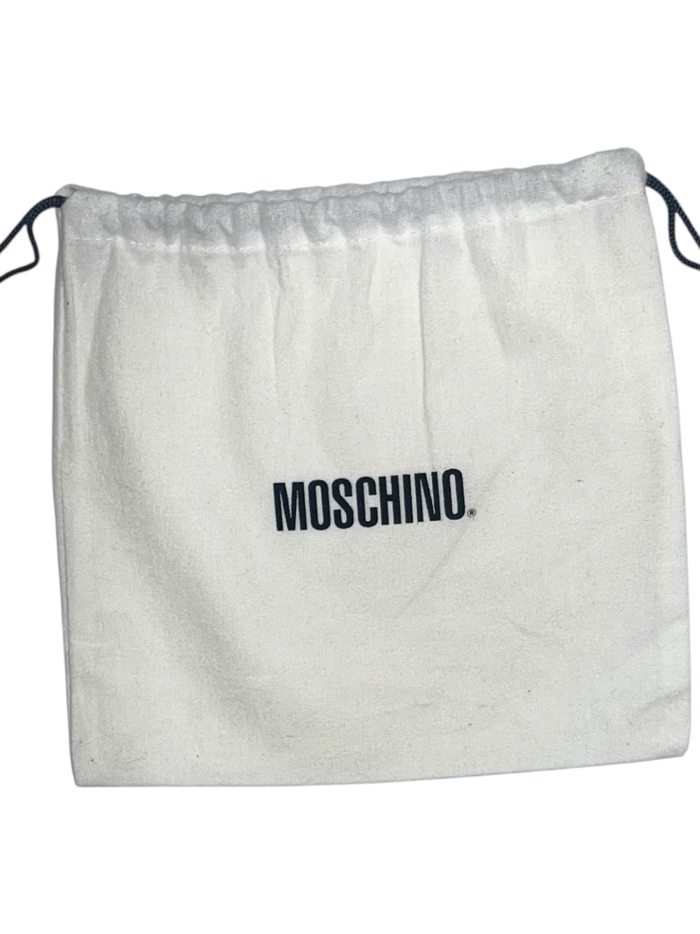 Moschino White Dust Bag Black Drawstring Logo Storage Bag